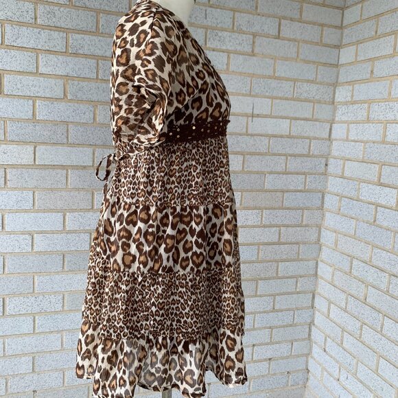 JUSTICE GIRLS ANIMAL PRINT LUREX TIERED DRESS SIZE 14 - Picture 4 of 9